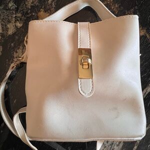 Small White Satchel w/Crossbody Strap